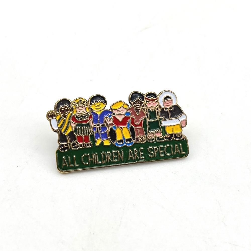 Vintage All Children Are Special Enamel Pin Diversity Inclusion Gold Tone 1.5"